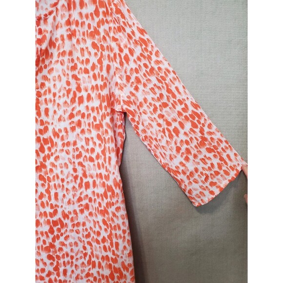 J Crew Cotton Orange Animal Print Split Neck Lightweight Swimsuit Cover-Up Sz XL - Picture 2 of 6